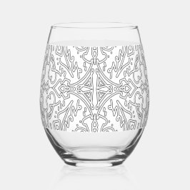 Minimalistisch grijs bloempatroon wijnglas zonder voet