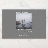 Minimalistisch grijs bruiloft Foto's & Bedankt Min Likeurfles Etiket (Enkel label)