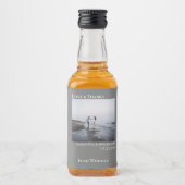 Minimalistisch grijs bruiloft Foto's & Bedankt Min Likeurfles Etiket (Voorkant)