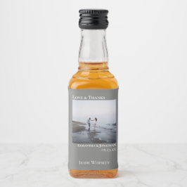 Minimalistisch grijs bruiloft Foto's & Bedankt Min Likeurfles Etiket