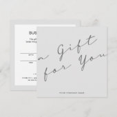 Minimalistisch grijs cadeaubon Visitekaartje (Voorkant / Achterkant)