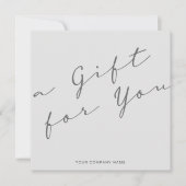 Minimalistisch grijs cadeaubon Visitekaartje (Voorkant)