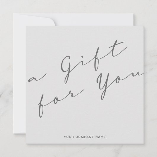 Minimalistisch grijs cadeaubon Visitekaartje (Voorkant)
