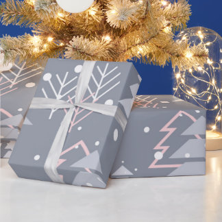 Minimalistisch grijs elegant kerstpatroon cadeaupapier