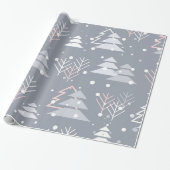 Minimalistisch grijs elegant kerstpatroon cadeaupapier (Uitgerold)