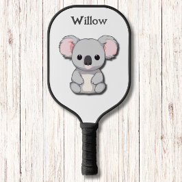 Minimalistisch grijs en roze Koala Beer Monogram Pickleball Paddle