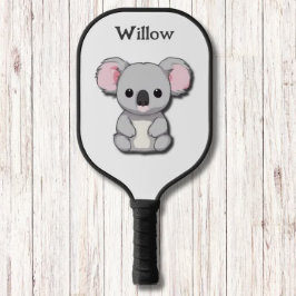 Minimalistisch grijs en roze Koala Beer Monogram Pickleball Paddle