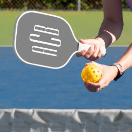 Minimalistisch grijs en wit 3 Letter Monogrammen Pickleball Paddle