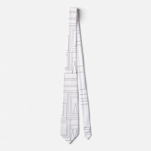 Minimalistisch grijs en wit Geometrisch stijlvol S Stropdas (Voorkant)
