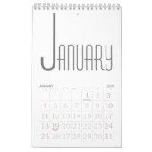 Minimalistisch grijs en wit kalender (Jan 2026)