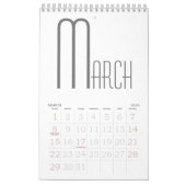 Minimalistisch grijs en wit kalender (Mar 2026)