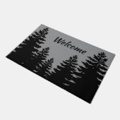 Minimalistisch grijs en zwart dennenaalsilhouet a deurmat (Schuin)