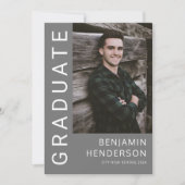 Minimalistisch grijs foto Afstuderen Aankondiging (Voorkant)