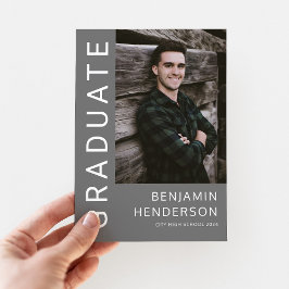 Minimalistisch grijs foto Afstuderen Aankondiging