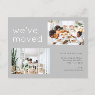 Minimalistisch grijs fotobewegend aankondigingskaart