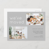 Minimalistisch grijs fotobewegend aankondigingskaart (Voorkant / Achterkant)