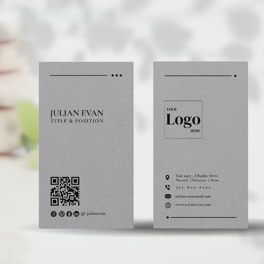Minimalistisch grijs gekoppeld in QR-code Visitekaartje