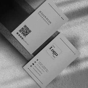 Minimalistisch grijs gekoppeld in QR-code Visitekaartje