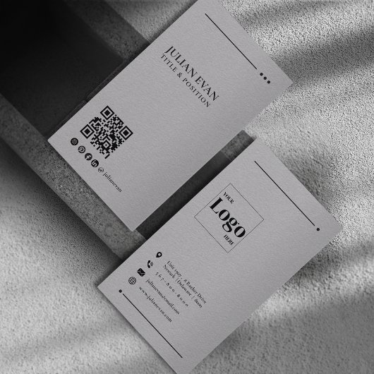 Minimalistisch grijs gekoppeld in QR-code Visitekaartje