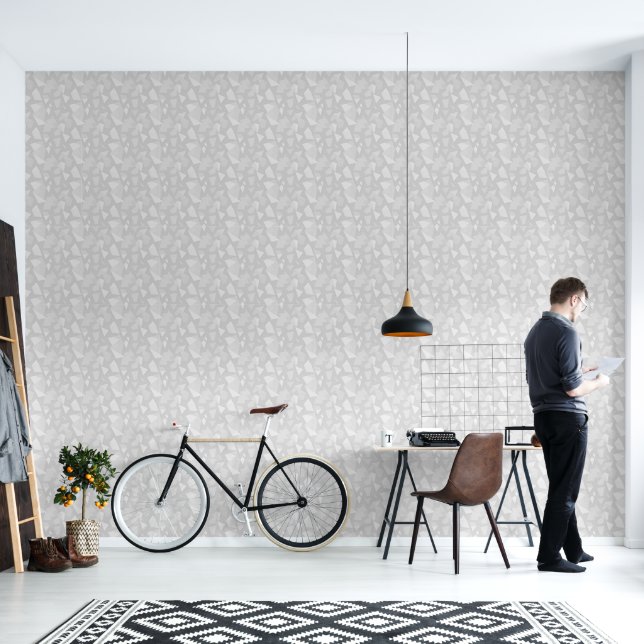 Minimalistisch grijs geometrisch | behang (Woonkamer)