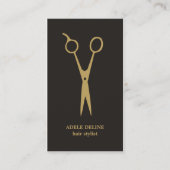 Minimalistisch Grijs Goud Schaar Haar Stylist Visitekaartje (Voorkant)