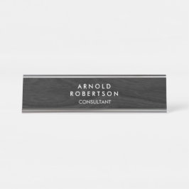 Minimalistisch grijs houten vloerontwerp Modern El Bureau Naambordje