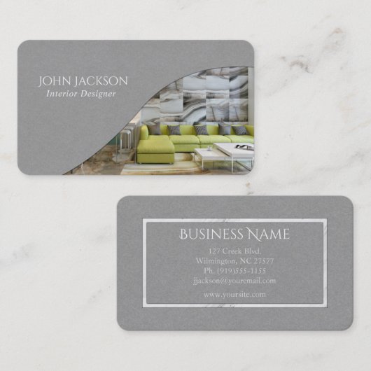 Minimalistisch grijs interieur visitekaartje (Voorkant / Achterkant)