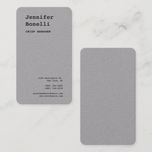 Minimalistisch grijs klassieker visitekaartje (Voorkant / Achterkant)