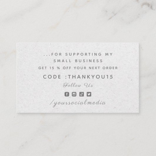 Minimalistisch grijs kraftpapier Hartelijk dank en Visitekaartje (Achterkant)