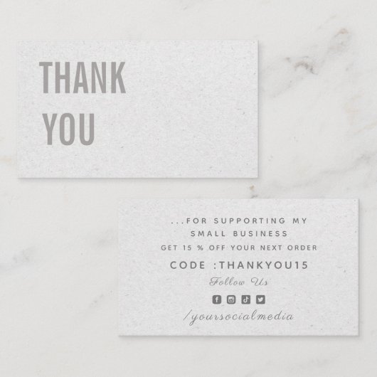 Minimalistisch grijs kraftpapier Hartelijk dank en Visitekaartje (Voorkant / Achterkant)
