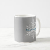 Minimalistisch grijs laat de sneeuwnaam Snowflake  Koffiemok (Voorkant rechts)