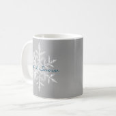 Minimalistisch grijs laat de sneeuwnaam Snowflake Koffiemok (Voorkant links)