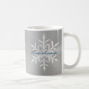Minimalistisch grijs laat de sneeuwnaam Snowflake  Koffiemok
