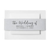 Minimalistisch grijs linnen textuur zwart script uitnodigingen wikkel (Voorkant Voorbeeld)