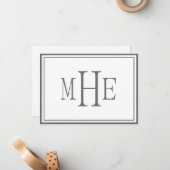 Minimalistisch grijs met monogram notitiekaartje (Voorkant / Achterkant in situ)