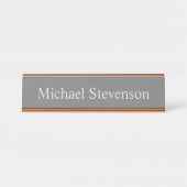 Minimalistisch grijs modern bureau naambordje (Voorkant)