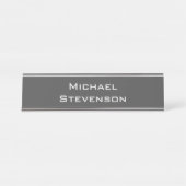 Minimalistisch grijs modern bureau naambordje (Voorkant)