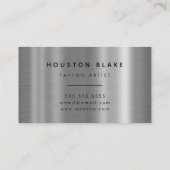 minimalistisch grijs monochroom Tattoo artiest Visitekaartje (Achterkant)