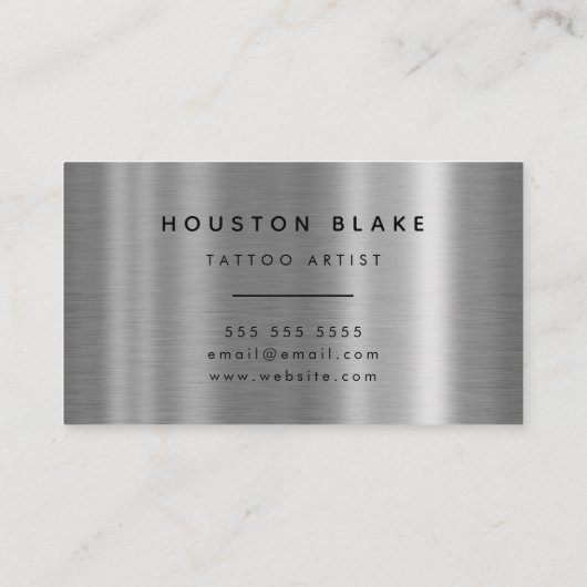  minimalistisch grijs monochroom Tattoo artiest Visitekaartje (Achterkant)