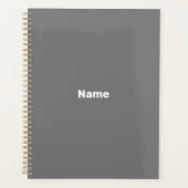Minimalistisch grijs monogram aangepaste naam planner (Voorkant)