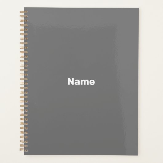 Minimalistisch grijs monogram aangepaste naam planner (Voorkant)