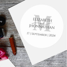 Minimalistisch grijs monogram bruiloft