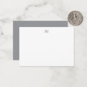 Minimalistisch grijs monogram notitiekaartje (Voorkant / Achterkant in situ)