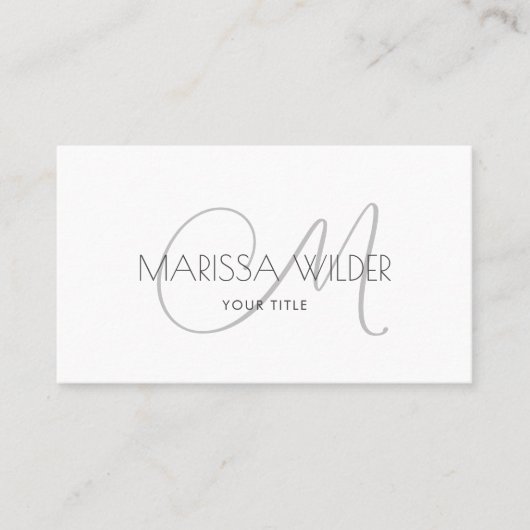 Minimalistisch grijs monogram visitekaartje (Voorkant)