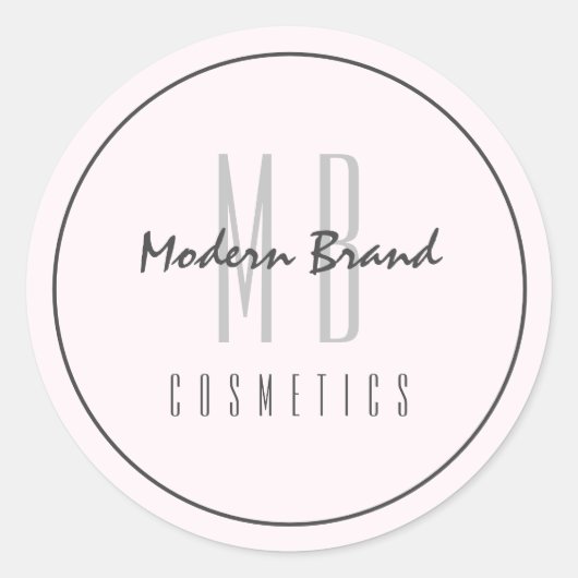 Minimalistisch grijs roze chique moderne business ronde sticker (Voorkant)