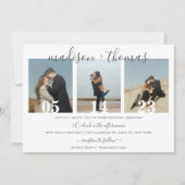 Minimalistisch grijs script met fotocollage bruilo kaart (Voorkant)