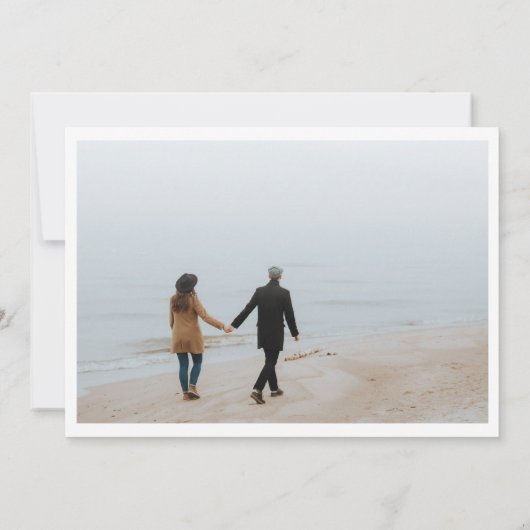 Minimalistisch grijs script met fotocollage bruilo kaart (Achterkant)