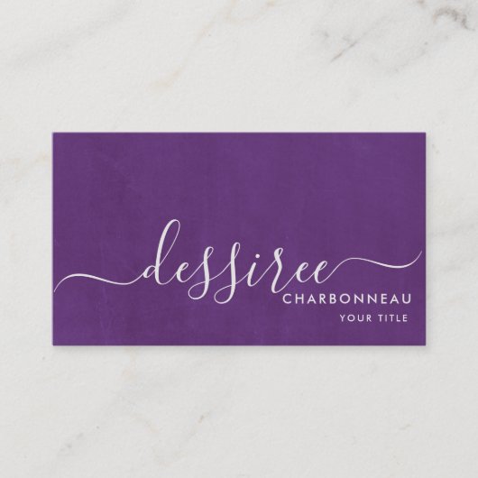 Minimalistisch grijs script Smoky Violet Simple Visitekaartje (Voorkant)