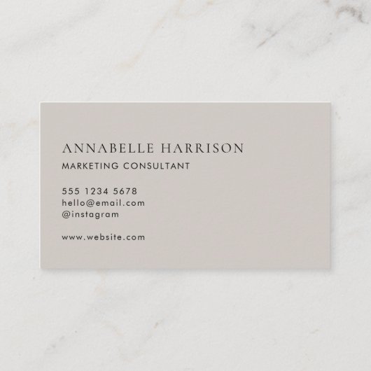 Minimalistisch grijs tapijt | Modern elegant scrip Visitekaartje (Achterkant)