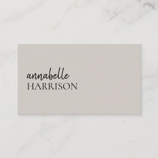 Minimalistisch grijs tapijt | Modern elegant scrip Visitekaartje (Voorkant)